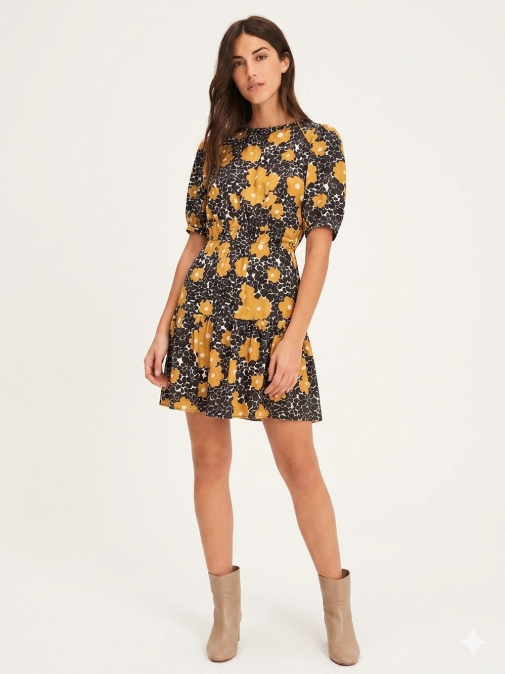 BA&SH Bonie Short Floral Dress Size 2 Boho Spring Cottagecore Coastal Resortwear